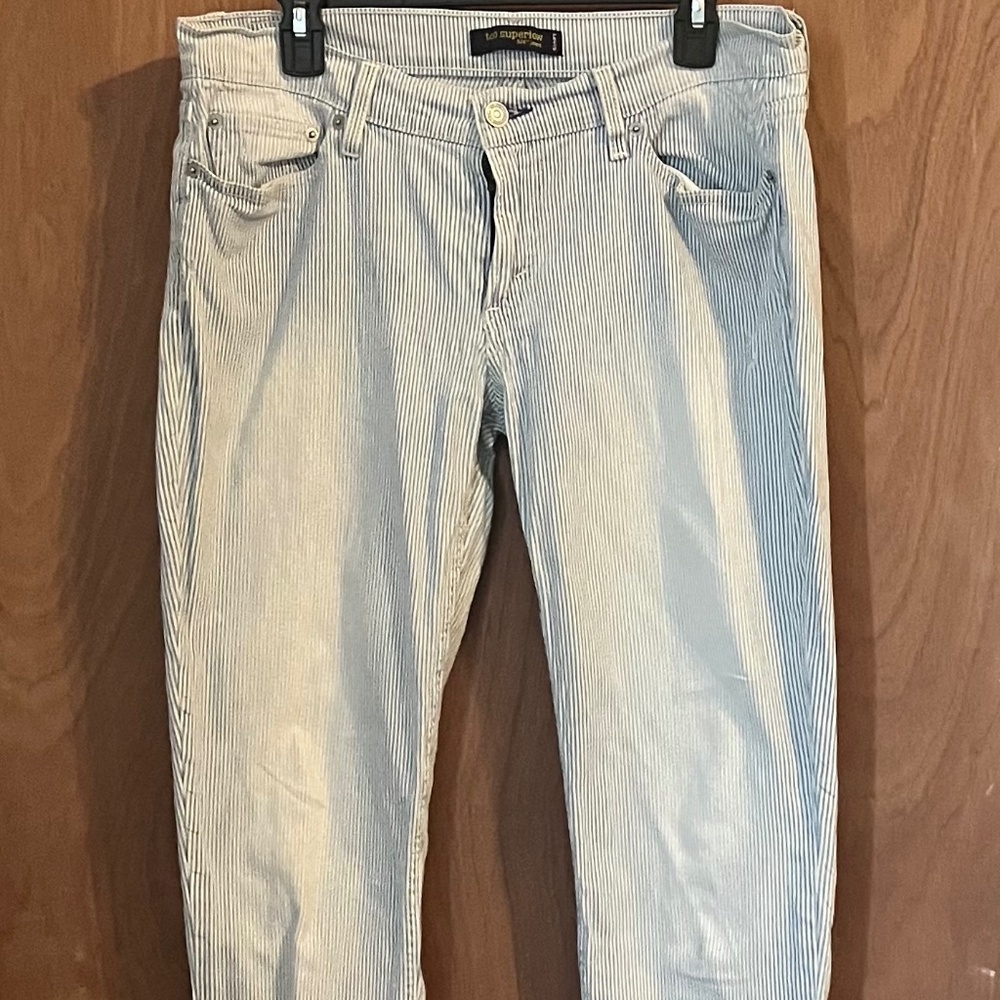 Levi’s Super Low 524 Jeans – Blue & White Stripe